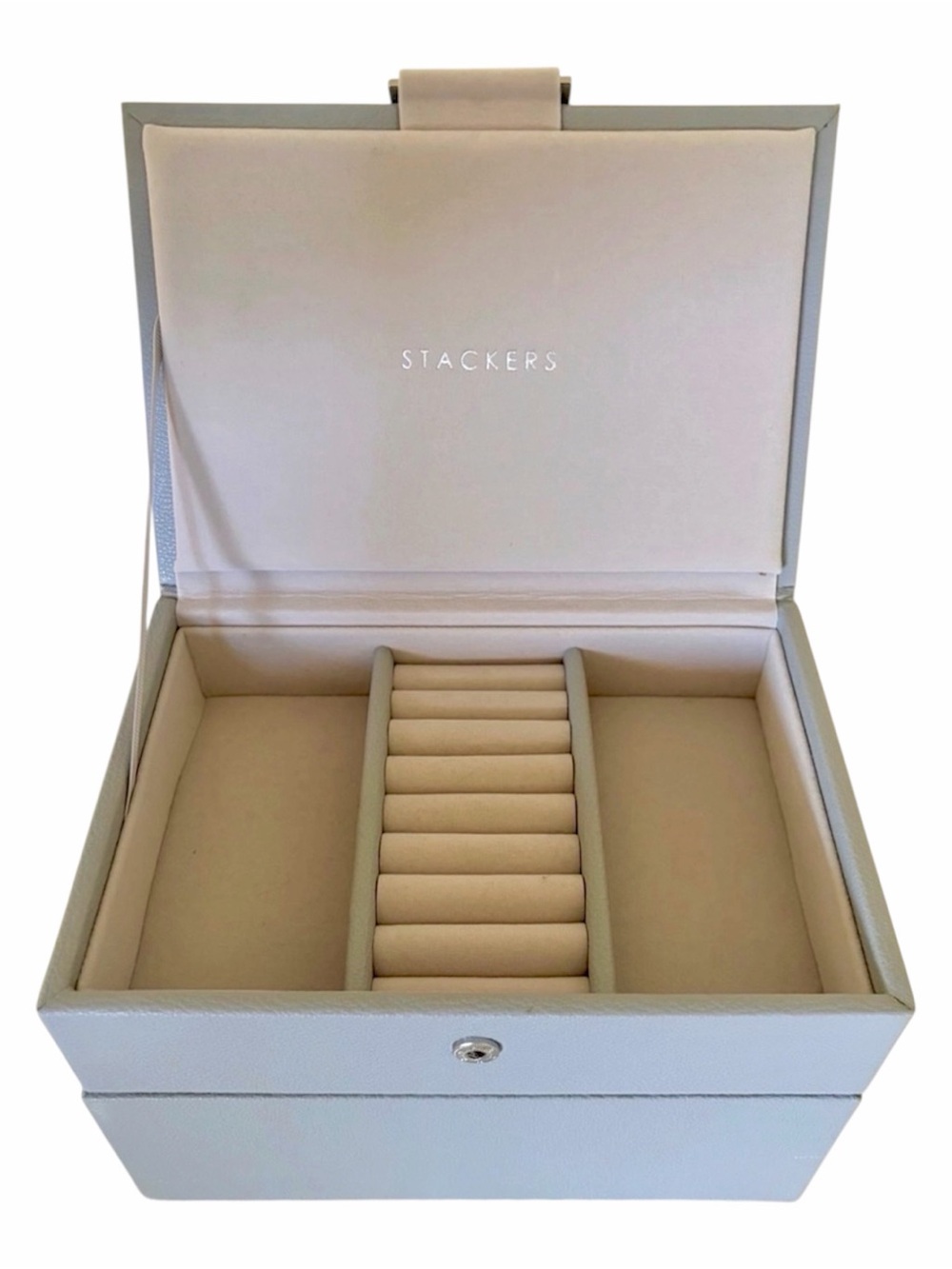 Stackers Mini Jewelry Box Starter 2-piece Set Grey Gray Luxury Ring Roll Deep